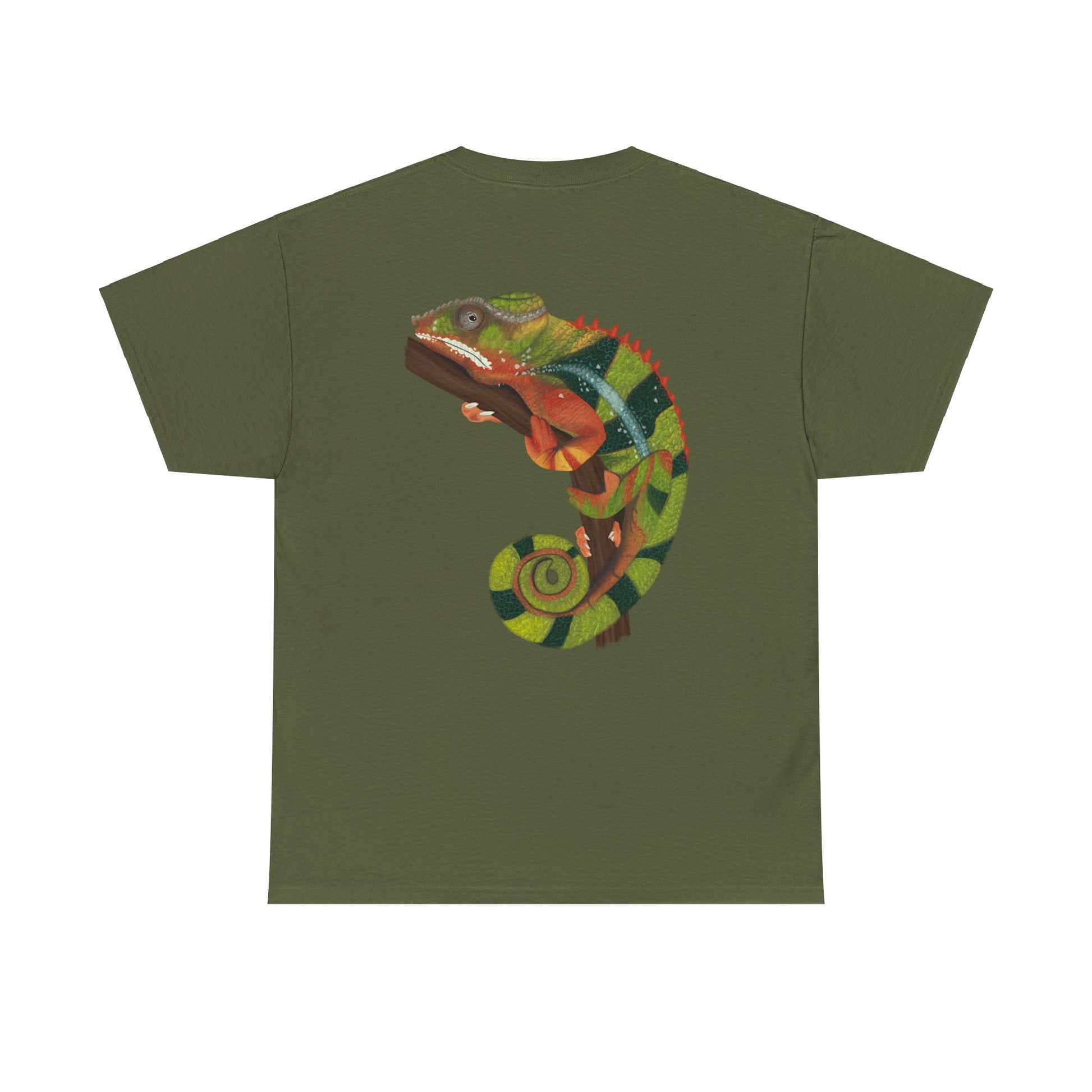 Chameleon digital art t-shirt back green