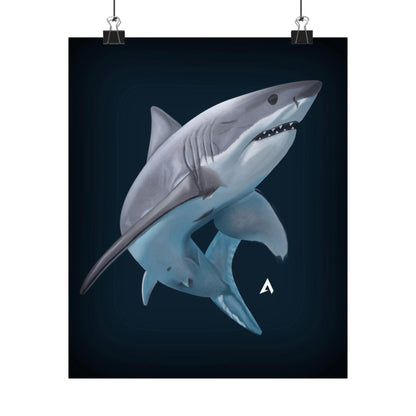 Shark digital art illustration printed poster